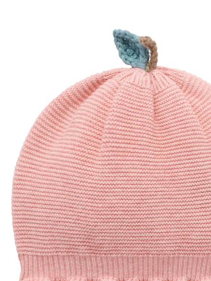Purebaby Baby Flower Knit Beanie Hat, Blush - view 2, Blush