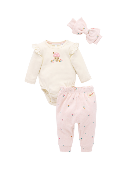 Purebaby Baby Toadstool 3-Piece Set, Pink, Pink