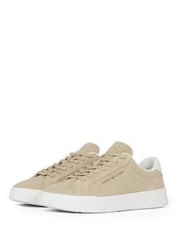 Tommy Hilfiger Suede Court Trainers, Beige - view 2, Beige