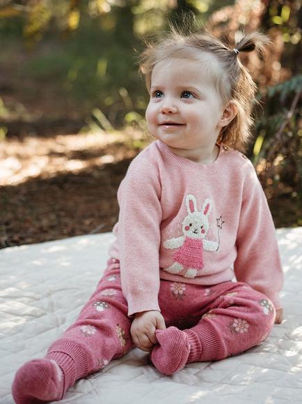 Purebaby Baby Magic Forest Cotton-Wool Leggings, Pink - view 2, Pink