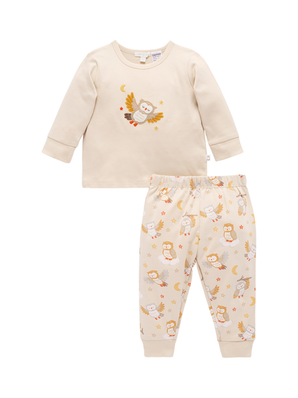 Purebaby Baby Long Sleeve Owl Print Pyjama Set, Multi, Multi