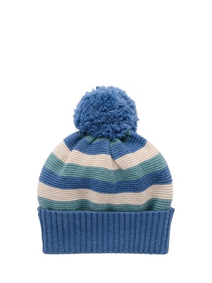 Purebaby Baby Stripe Beanie Hat, Blue, Blue