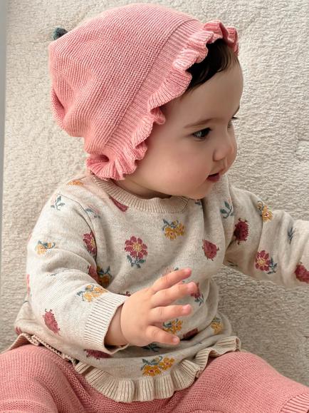 Purebaby Baby Cotton-Wool Ladybird Button Neck Jumper, Multi - view 2, Multi