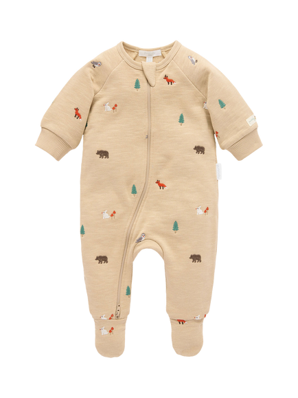 Purebaby Baby Embroidered Fleece Sleepsuit, Multi, Multi