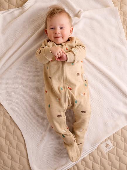 Purebaby Baby Embroidered Fleece Sleepsuit, Multi - view 2, Multi