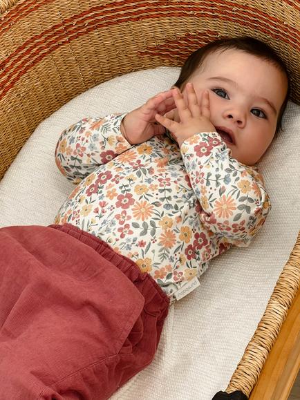 Purebaby Baby Wild Flower Collar Bodysuit, Multi - view 2, Multi