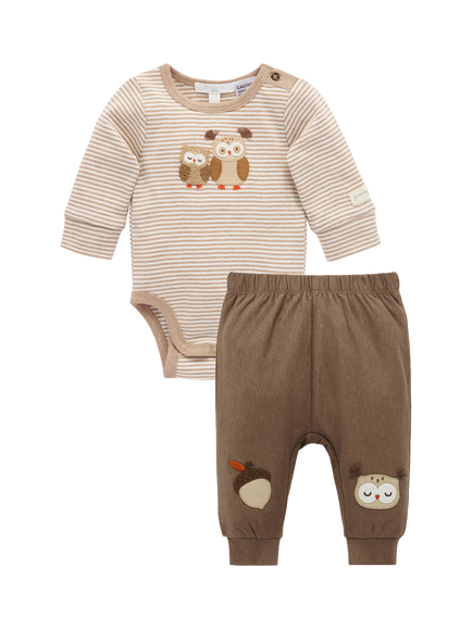 Purebaby Baby Applique Bodysuit and Leggings Set, Brown, Brown