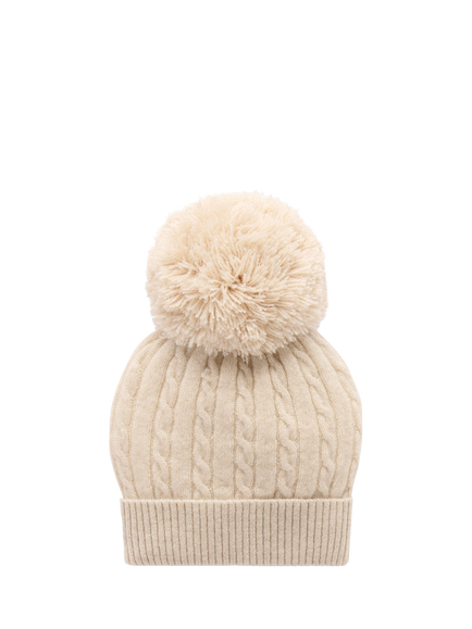 Purebaby Baby Pure Cashmere Cable Knit Beanie Hat, Camel, Camel