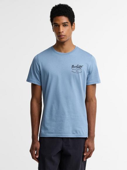 Barbour Script Crew Neck Cotton T-Shirt, Tarn Blue, Tarn Blue
