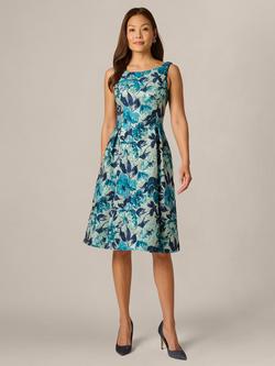 Adrianna Papell Petite Metallic Jacquard Dress, Blue/Multi, Blue Multi