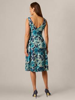 Adrianna Papell Petite Metallic Jacquard Dress, Blue/Multi - view 2, Blue Multi