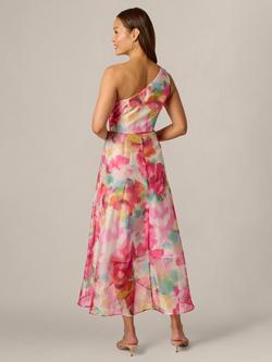Adrianna Papell Petite Watercolour Print High Low Dress, Ivory/Multi - view 2, Ivory/Multi