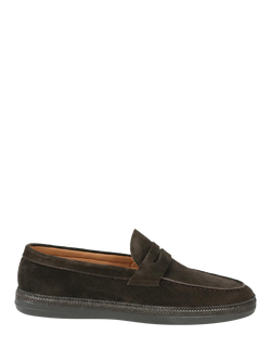 Jones Bootmaker Roderic Suede Penny Loafers, Brown