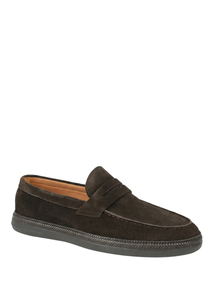 Jones Bootmaker Roderic Suede Penny Loafers - view 2, Brown