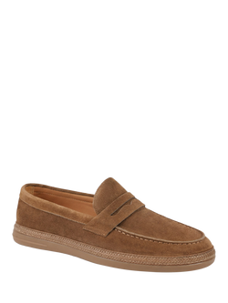 Jones Bootmaker Roderic Suede Penny Loafers, Tan - view 2, Tan