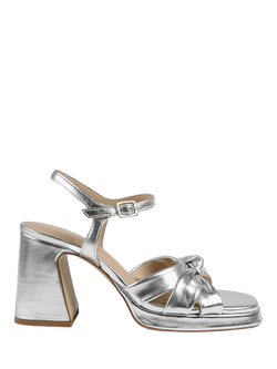 Jones Bootmaker Gloriana Leather Block Heel Sandals, Silver, Silver