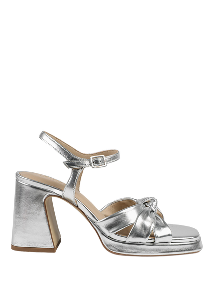 Jones Bootmaker Gloriana Leather Block Heel Sandals, Silver, Silver