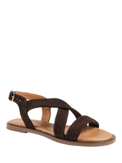 Jones Bootmaker Haliwide Wide Fit Leather Sandals, Chocolate Brown - view 2, Chocolate Brown