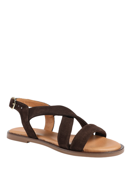 Jones Bootmaker Haliwide Wide Fit Leather Sandals, Chocolate Brown - view 2, Chocolate Brown