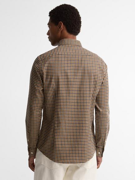 Barbour Finkle Button Down Check Cotton Shirt, Dark Sand - view 2, Dark Sand