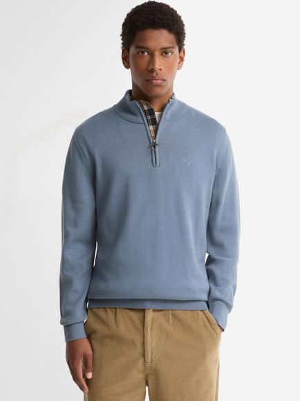 Barbour Cotton Half Zip Jumper, Tarn Blue, Tarn Blue