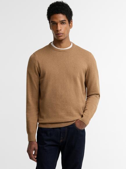 Barbour Pima Cotton Crew Neck Jumper, Sandstone, Sandstone