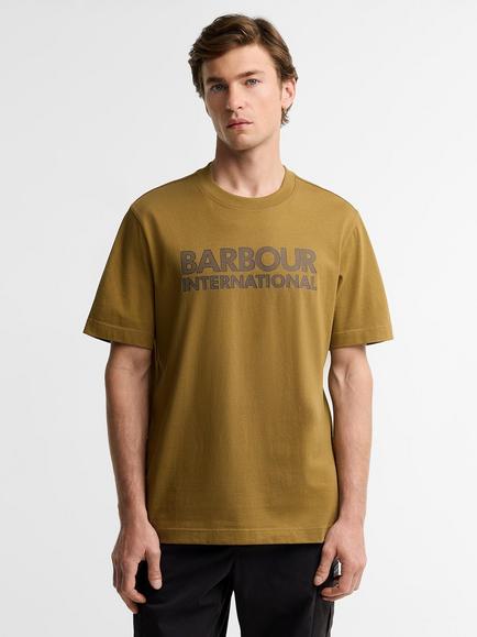 Barbour International Logo Crew Neck Cotton T-Shirt, Fir Green, Fir Green