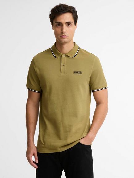 Barbour International Evan Tipped Cotton Piqué Polo Shirt, Fir Green, Fir Green