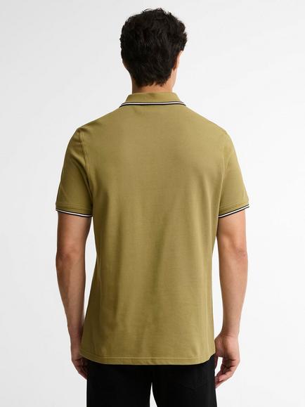 Barbour International Evan Tipped Cotton Piqué Polo Shirt, Fir Green - view 2, Fir Green