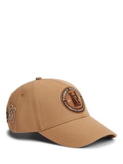 Tommy Hilfiger Logo Patch Cotton Baseball Cap, Light Brown, Light Brown