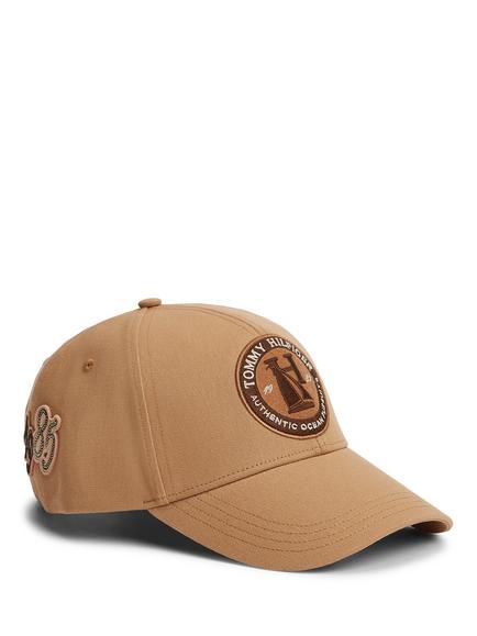 Tommy Hilfiger Logo Patch Cotton Baseball Cap, Light Brown, Light Brown