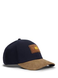 Tommy Hilfiger Flag Suede Brim Cotton Baseball Cap, Blue/Brown, Blue/Brown