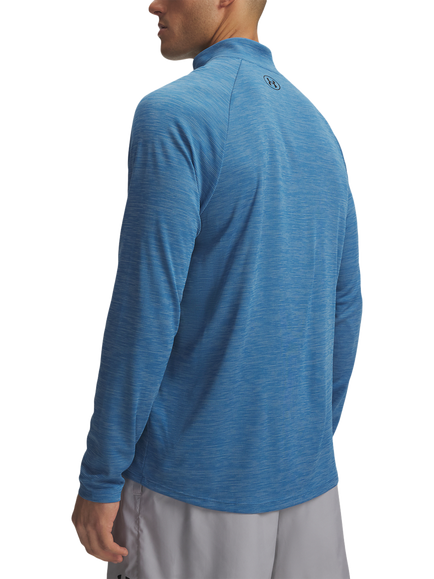 Under Armour Tech Half Zip Sports Top, Aegean Blue / / Blac - view 2, Aegean Blue / / Blac