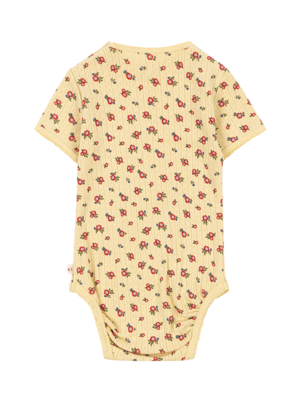 Konges Sløjd Baby Minnie Short Sleeve Floral Bodysuit, Carmona - view 2, Carmona