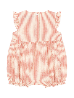 Konges Sløjd Baby Ellie Striped Embroidered Frill Short Romper, Armour - view 2, Amour