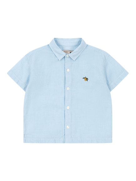 Konges Sløjd Kids' Fran Cotton Short Sleeve Shirt, Blue, Blue