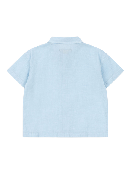 Konges Sløjd Kids' Fran Cotton Short Sleeve Shirt, Blue - view 2, Blue