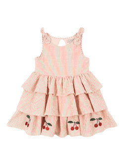 Konges Sløjd Kids' Ellie Striped Tiered Dress, Armour, Amour