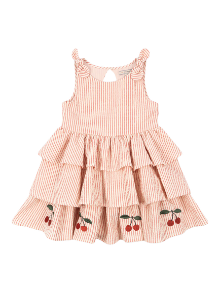Konges Sløjd Kids' Ellie Striped Tiered Dress, Armour, Amour