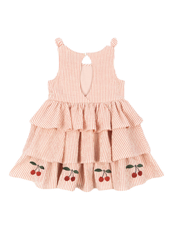 Konges Sløjd Kids' Ellie Striped Tiered Dress, Armour - view 2, Amour