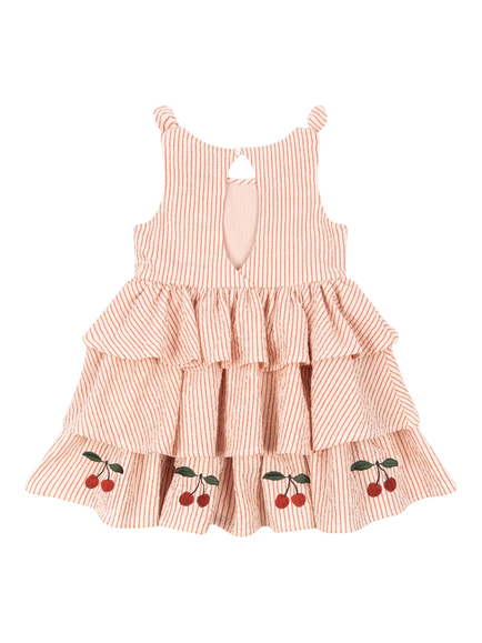 Konges Sløjd Kids' Ellie Striped Tiered Dress, Armour - view 2, Amour