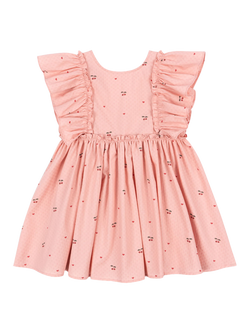 Konges Sløjd Kids' Evia Printed Frill Dress, Pink, Pink