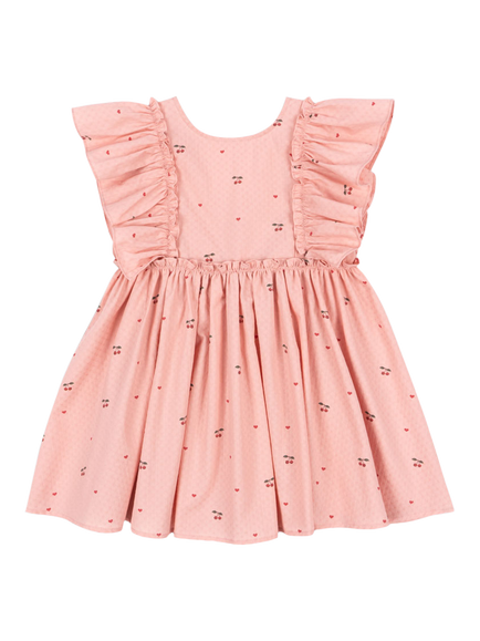 Konges Sløjd Kids' Evia Printed Frill Dress, Pink, Pink