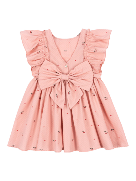 Konges Sløjd Kids' Evia Printed Frill Dress, Pink - view 2, Pink