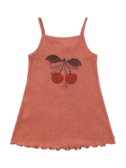 Konges Sløjd Kids' Itty Cotton Cherry Dress, Canyon Rose, Canyon Rose