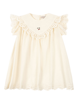 Konges Sløjd Kids' Posey Short Sleeve Broderie Dress, Antique White, Antique White