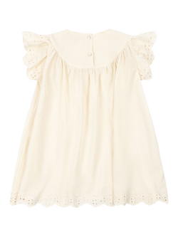 Konges Sløjd Kids' Posey Short Sleeve Broderie Dress, Antique White - view 2, Antique White