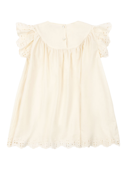 Konges Sløjd Kids' Posey Short Sleeve Broderie Dress, Antique White - view 2, Antique White