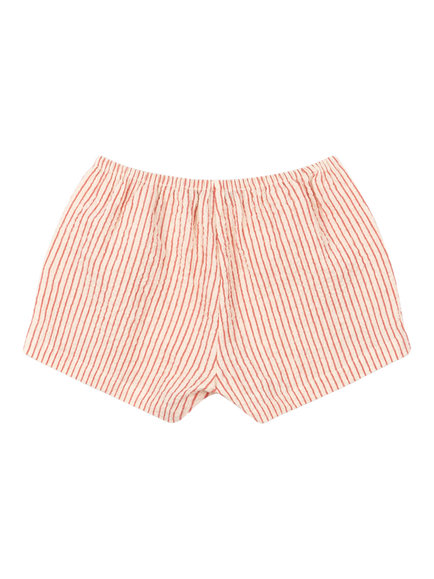 Konges Sløjd Kids' Ellie Striped Embroidered Cherry Frill Shorts, Armour - view 2, Amour