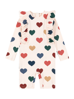 Konges Sløjd Kids' Manuca Heart Print Onesie Swimsuit, Multi, Multi